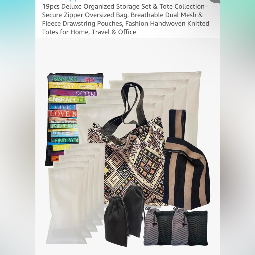Deluxe Organized 19 piece Storage Set Tote bag makeup mesh zipper durable NWT